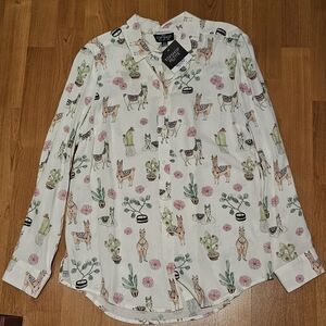 Topshop Llama Cacti Shirt